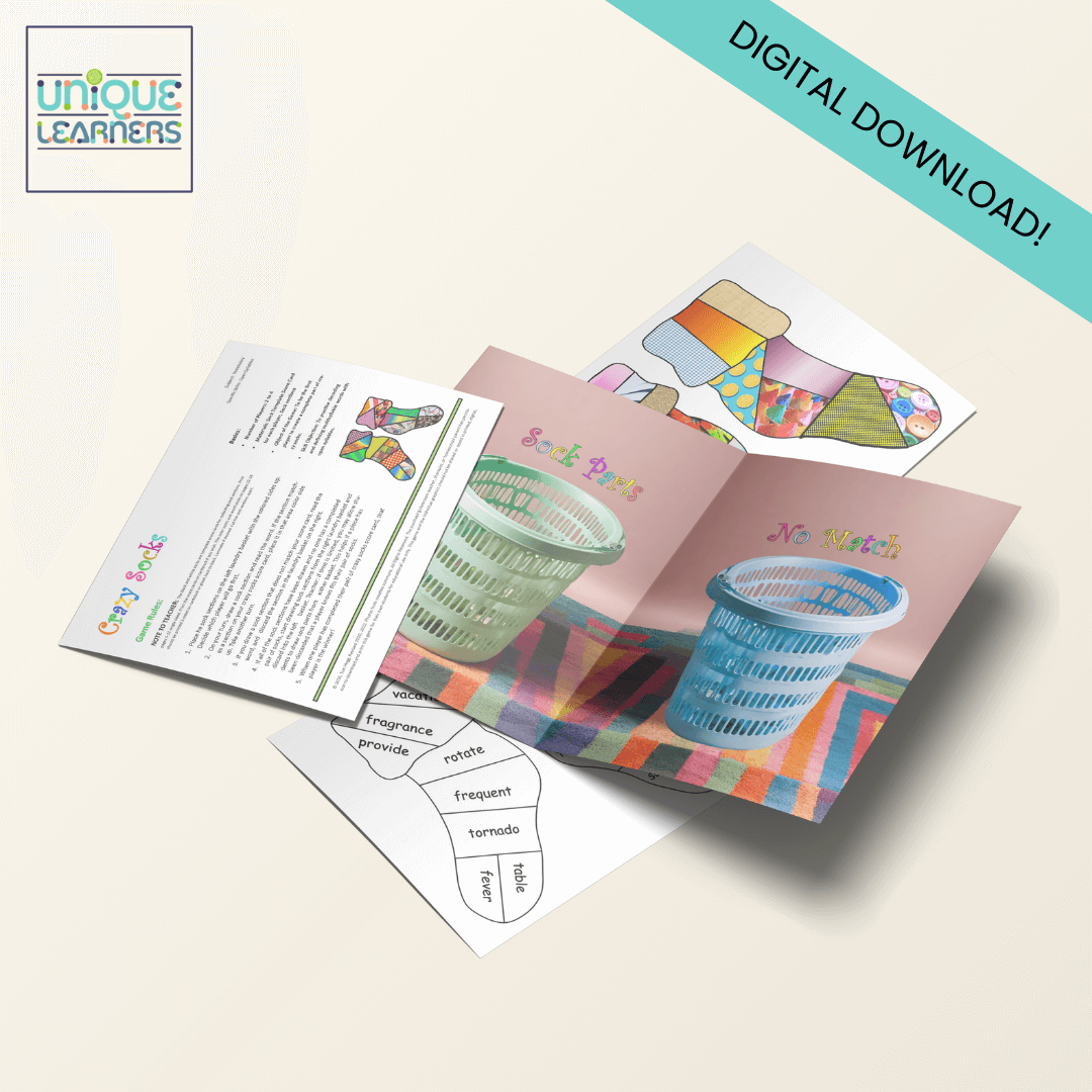 Crazy Socks Game Example Image with Digital Download Ribbon