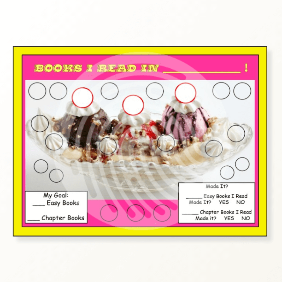 Summer Reading Incentive Charts Banana Split Chart Examples