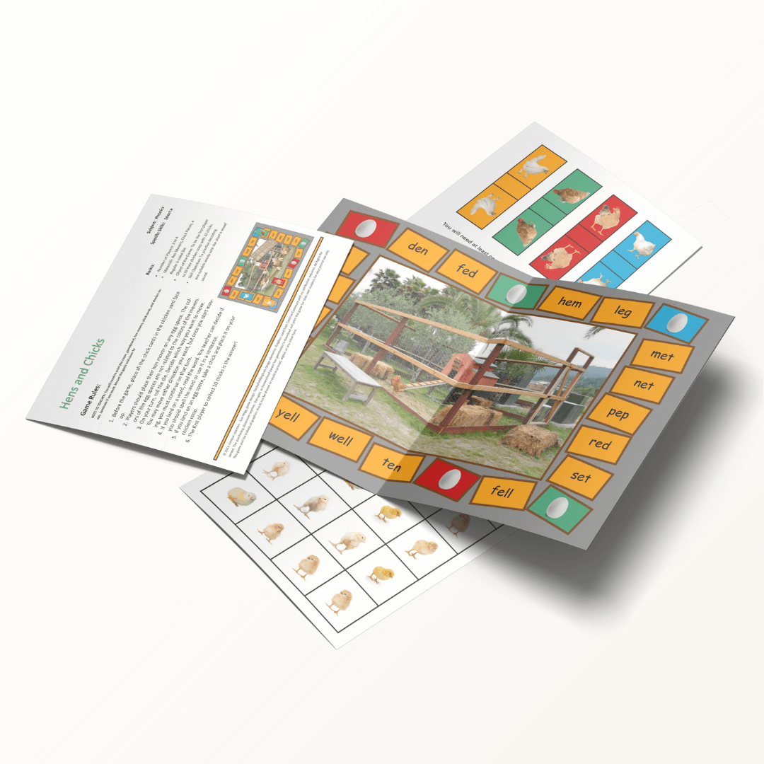 Hens and Chicks | Short e Phonics Folder Game and Worksheets - Image 4