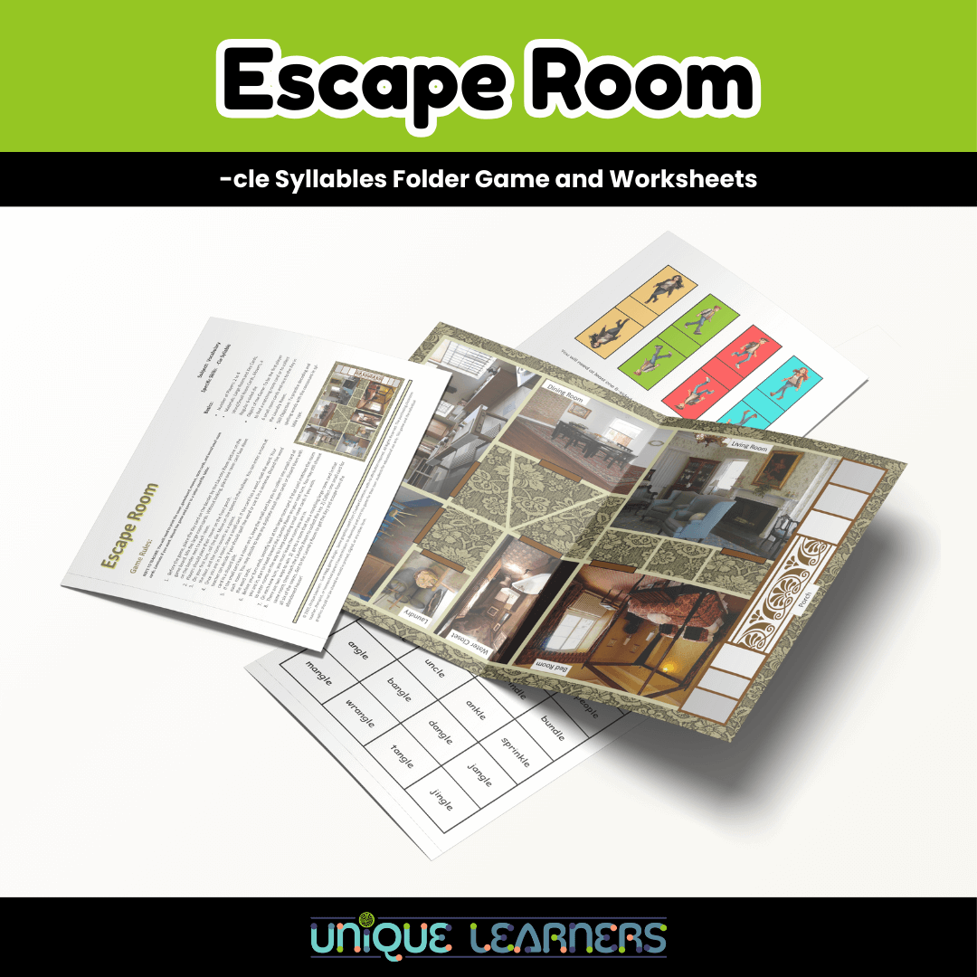 Escape Room | Vocabulary Folder Game and Worksheets