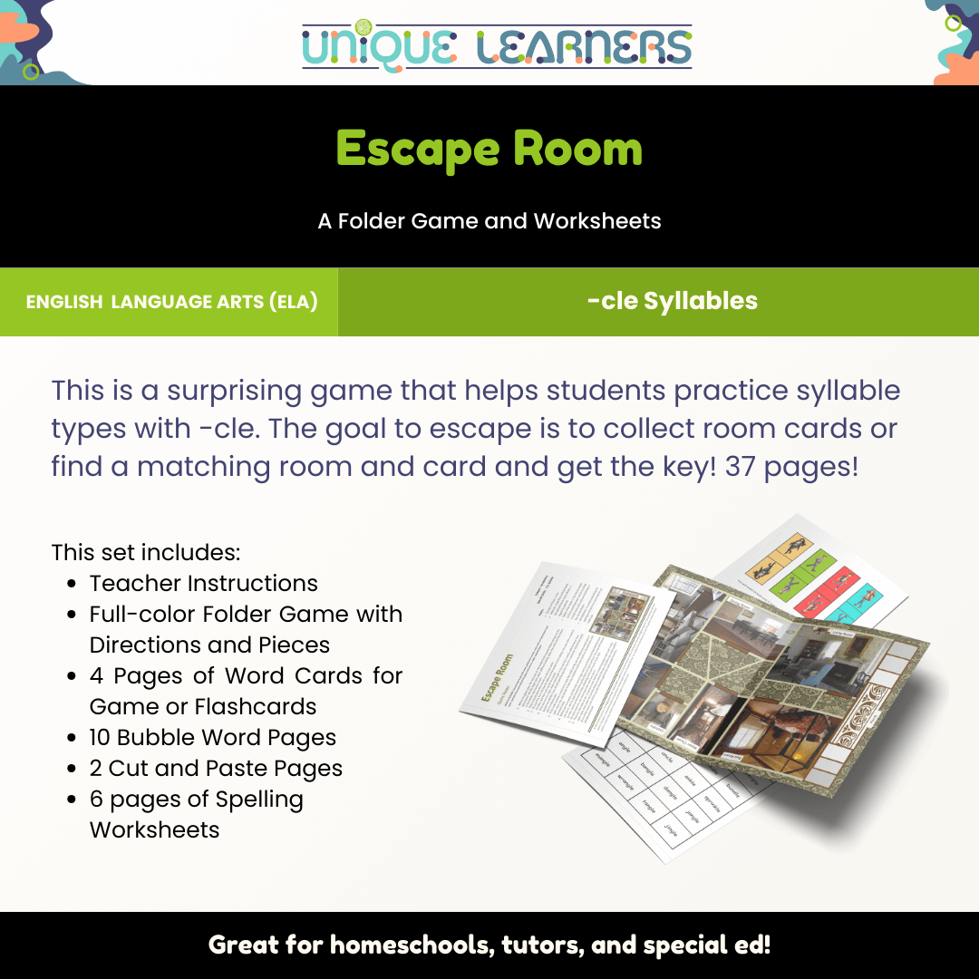 Escape Room | Vocabulary Folder Game and Worksheets - Image 2