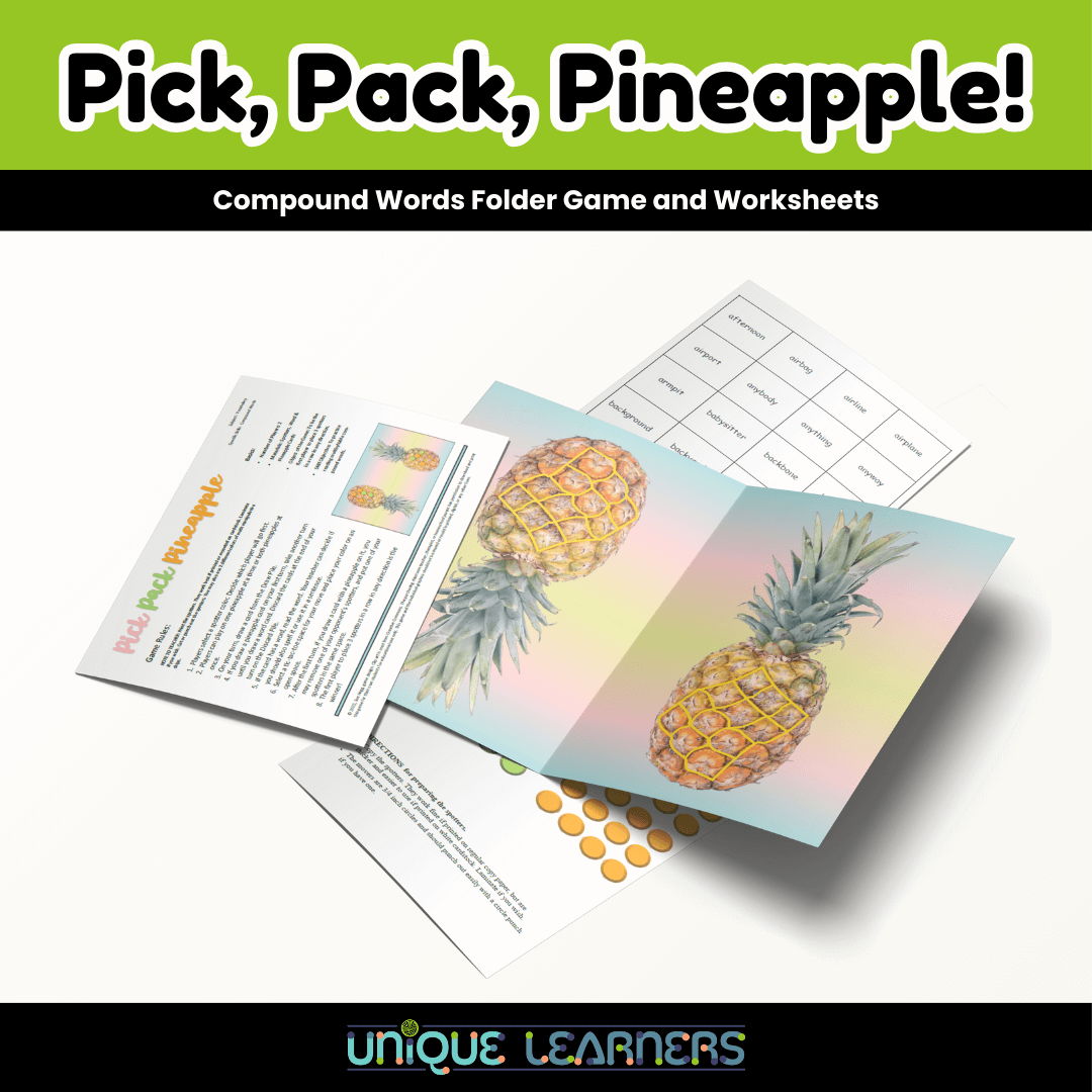 Pick, Pack, Pineapple! | Compound Words Folder Game & Worksheets