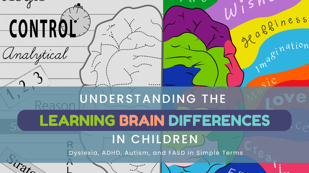 Understanding the learning brain differences in children: Dyslexia, ADHD, Autism, and FASD in Simple Terms