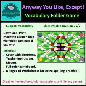 Anyway You Like, Except! - Syllable Rules Two Vowels Folder Game