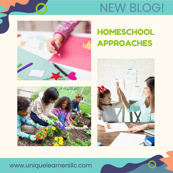 Common special needs homeschool approaches with images of different homeschoolers