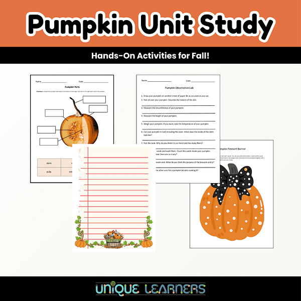 Grab this short pumpkin unit study for free.